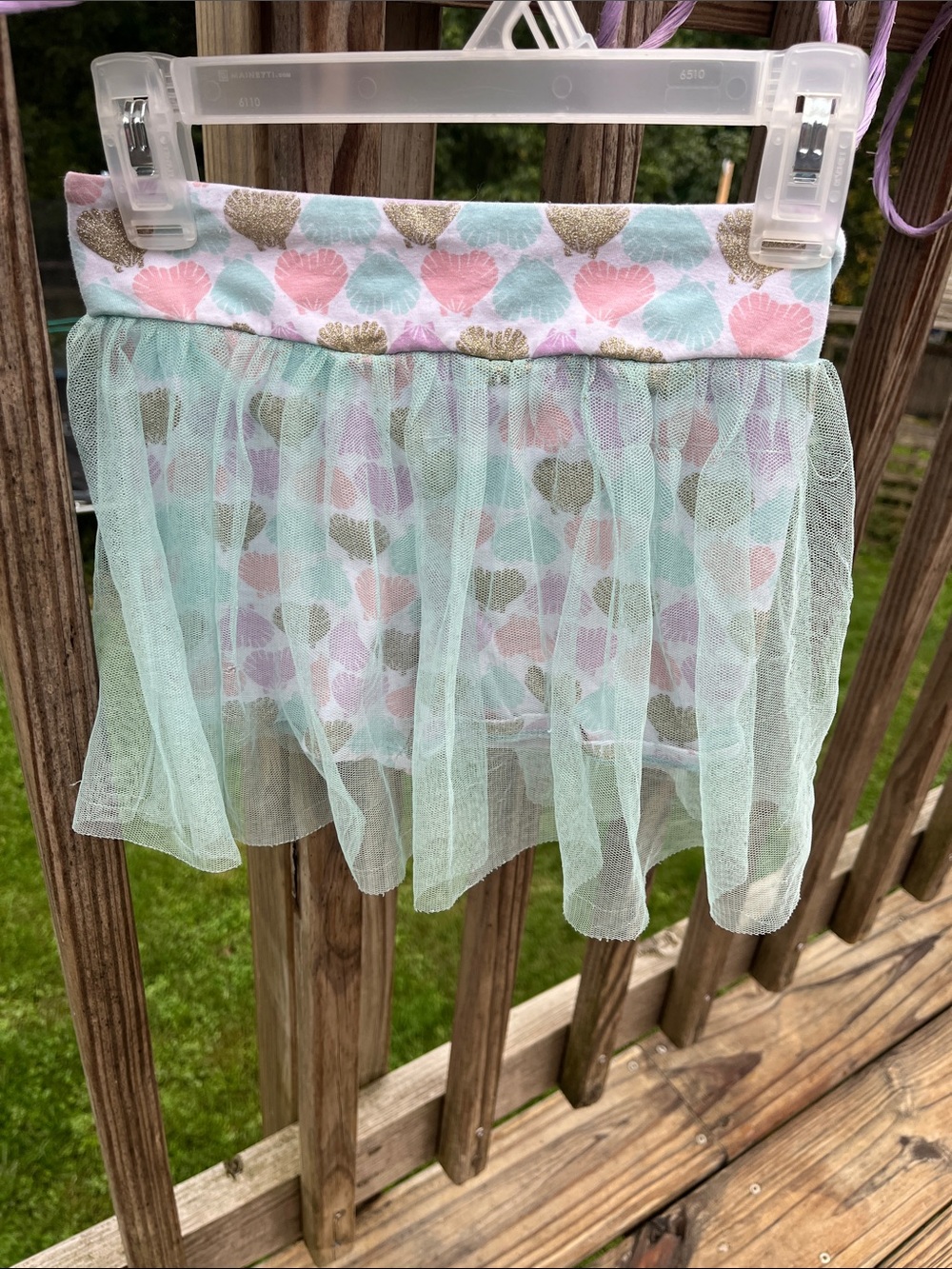 Gymboree Mint Tulle Skirt with Pink & Gold Shells